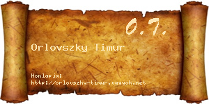 Orlovszky Timur névjegykártya
